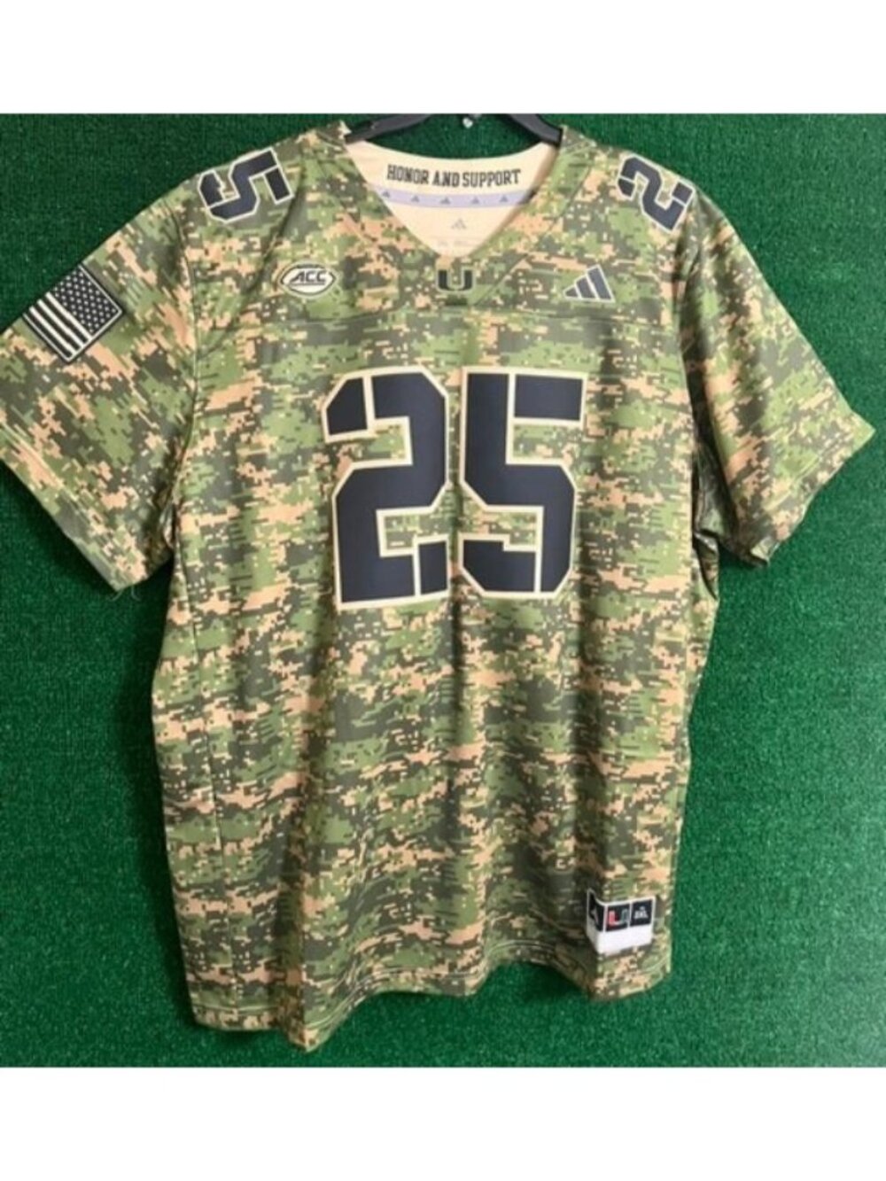 Men Miami Hurricanes Salute To Service Adidas Camo Jersey JN0633 Size 2XL